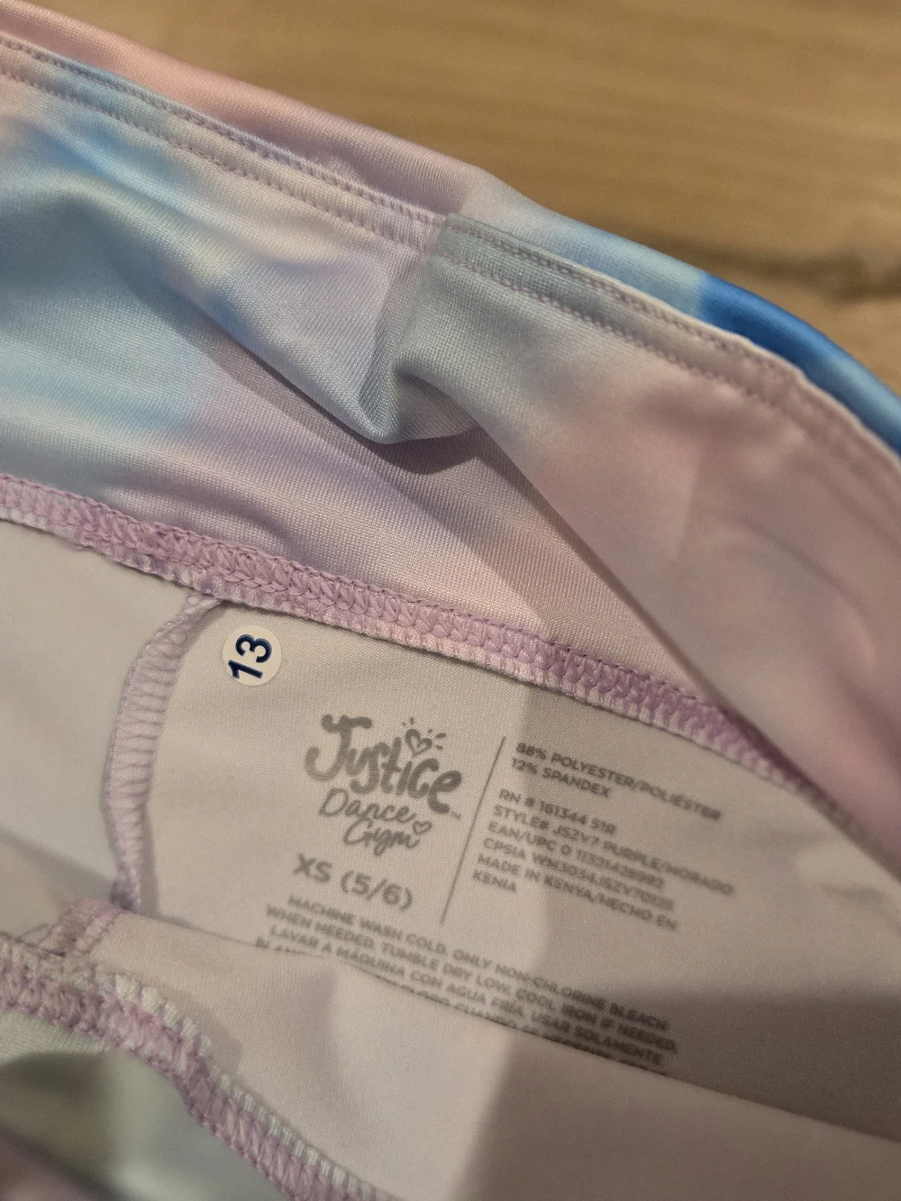 NWT Justice Girls Cinch Waistband Shortie Tie Dye Pastel Butterfly Size XS 5-6